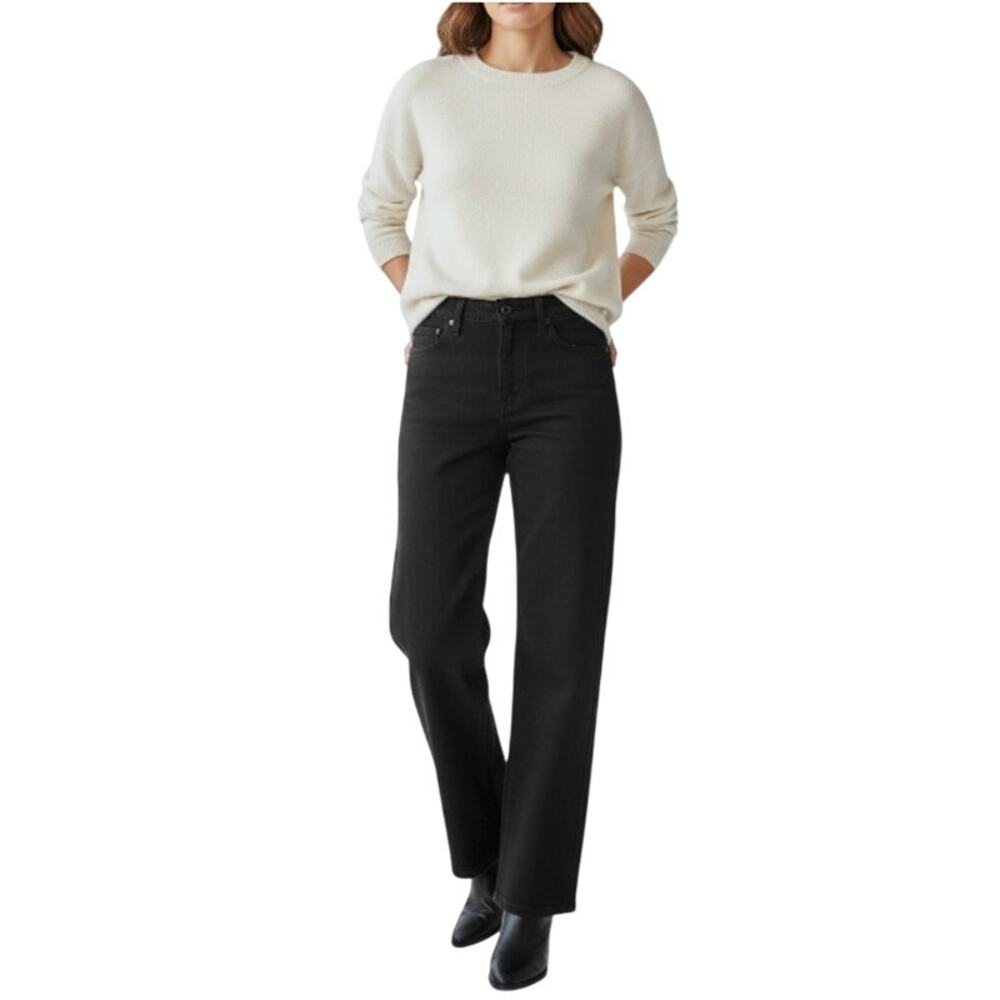 J. CREW Full Length Wide Leg Jeans Women 31 Black Classic Stretch Work Travel